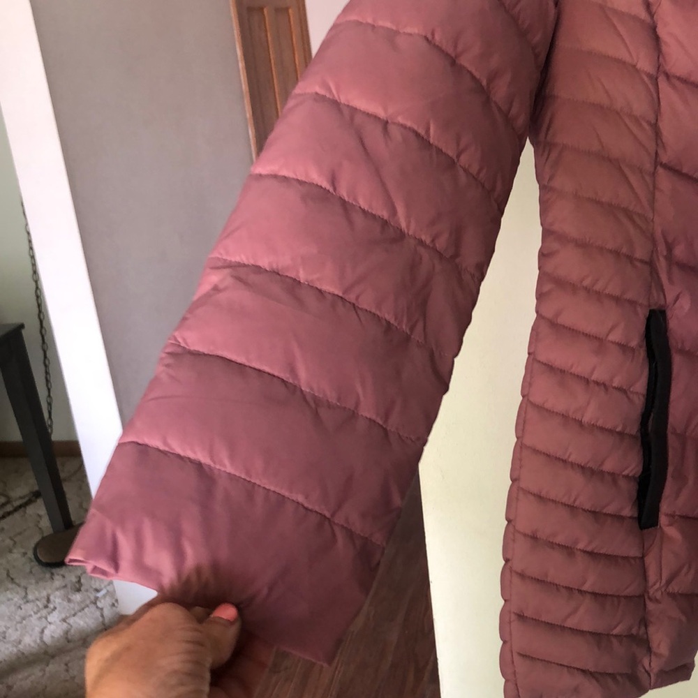 Pink and Gray Puffer Jacket with Hood - Picture 6 of 8